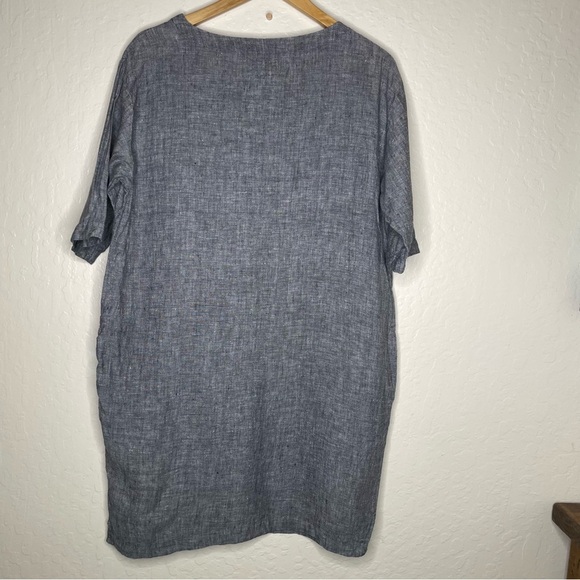 Vikolino 100% European Washed Linen Boho Tunic Dress Size S Lagenlook Charcoal - Picture 7 of 8